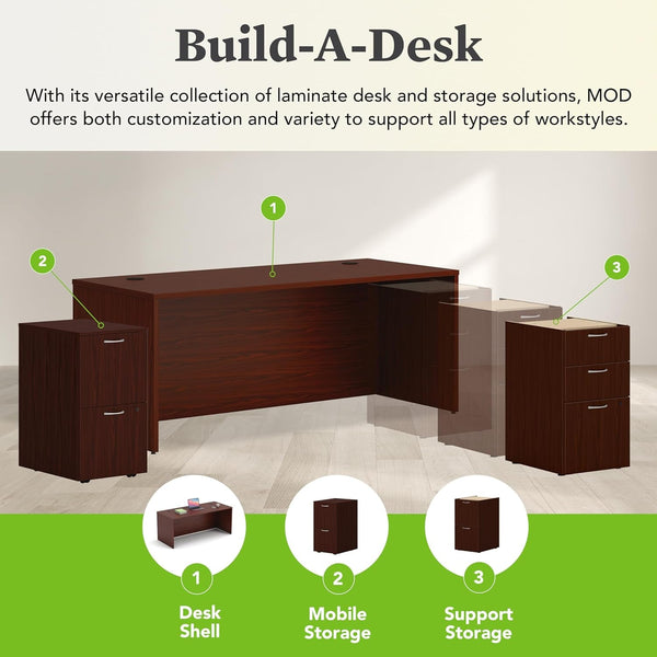 72 Inch Mahogany Executive Desk Cable Management System