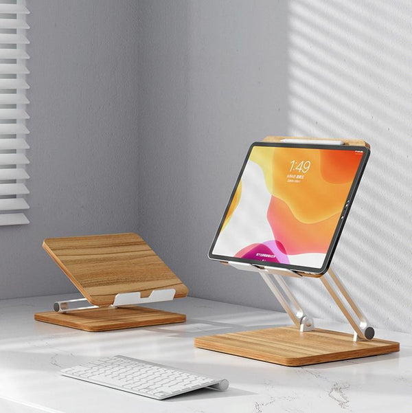 NNEIDS Adjustable Wooden Laptop Stand - Darkwood