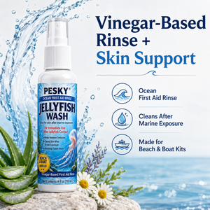 PESKY® Jellyfish Wash – Spray for Marine Stings- for beach bags, boats, dive gear, and coastal first-aid kits